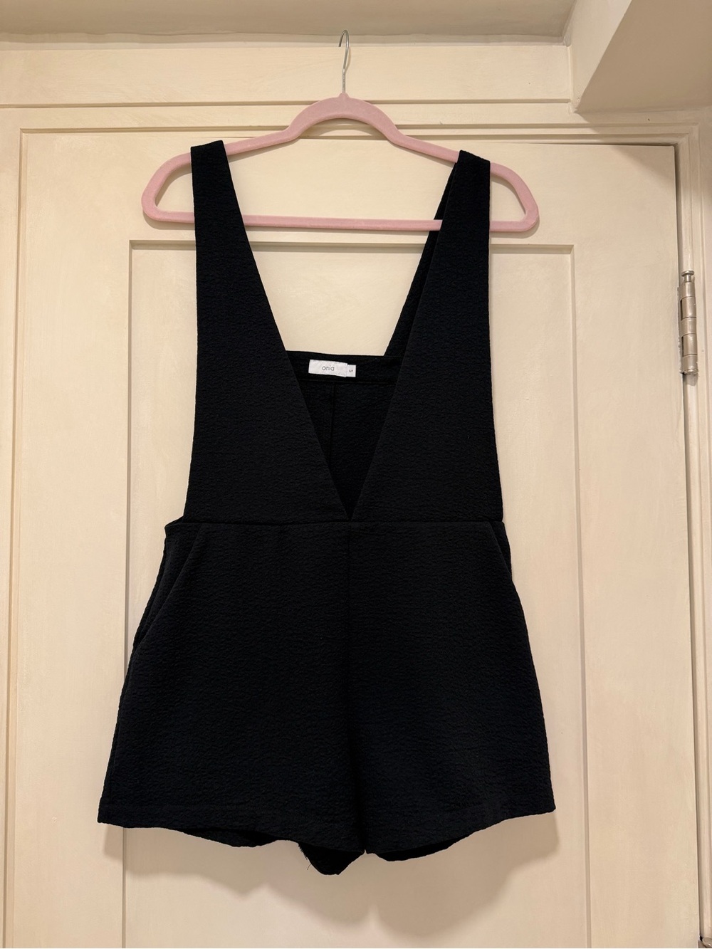Onia Black Deep V Romper
